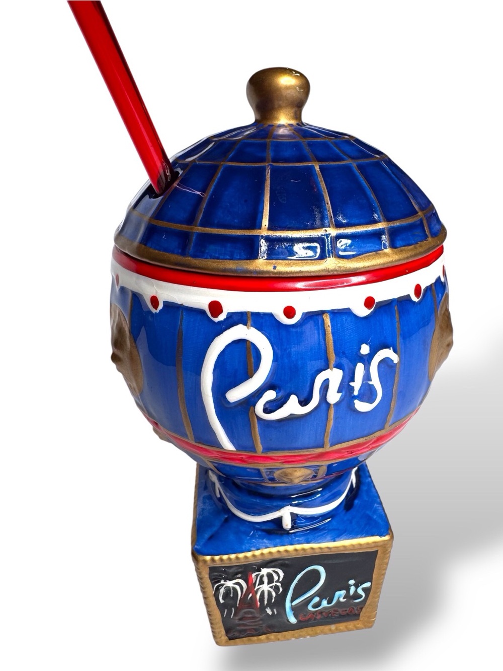 Paris Las Vegas Hot Air Balloon Souvenir Ceramic Drink Cup with Locking Lid